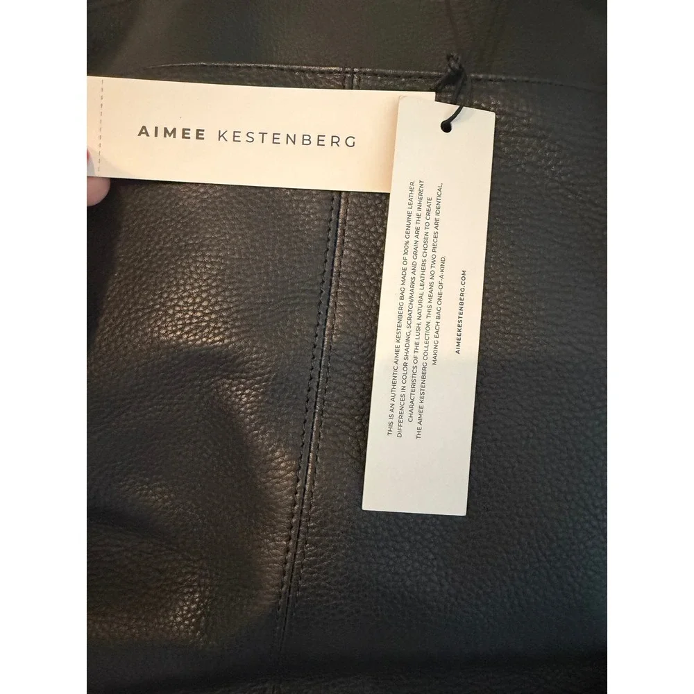 Aimee Kestenberg Tamitha Black Pebbled Leather Backpack Leopard Print Lining